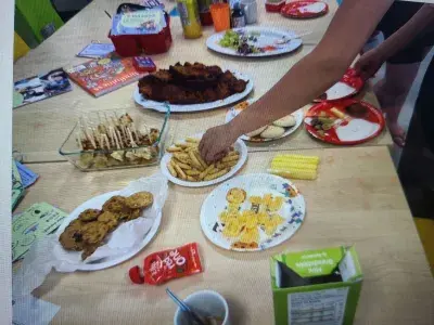 Sharing food at Tiny Tribe