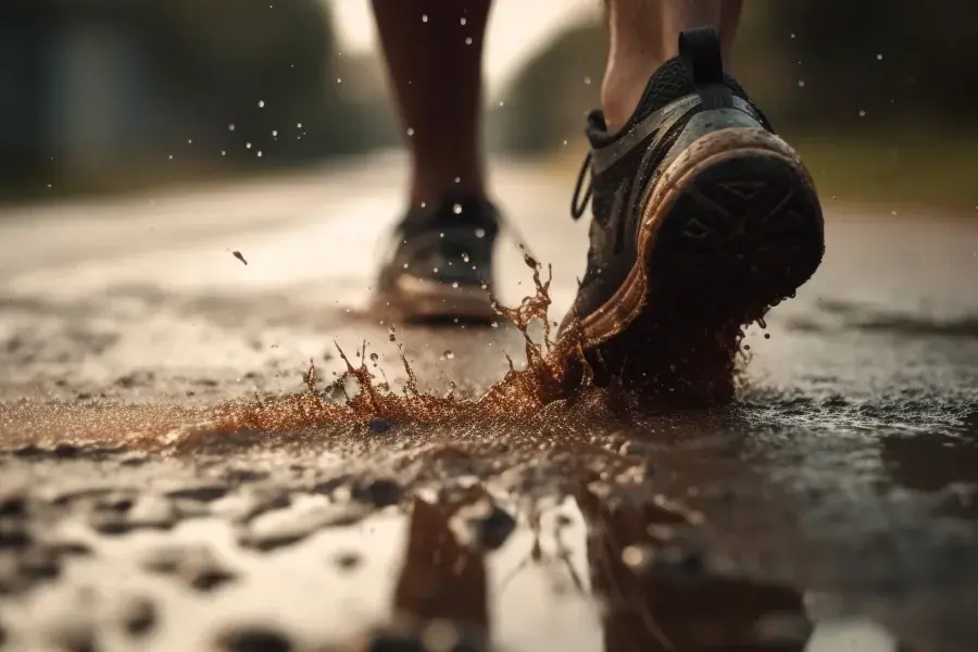 running through mud